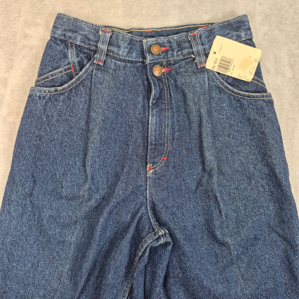 Vintage OshKosh Bgosh High Waisted Pleated Tapered Jeans 6 (25) USA Made Dark - Picture 10 of 15